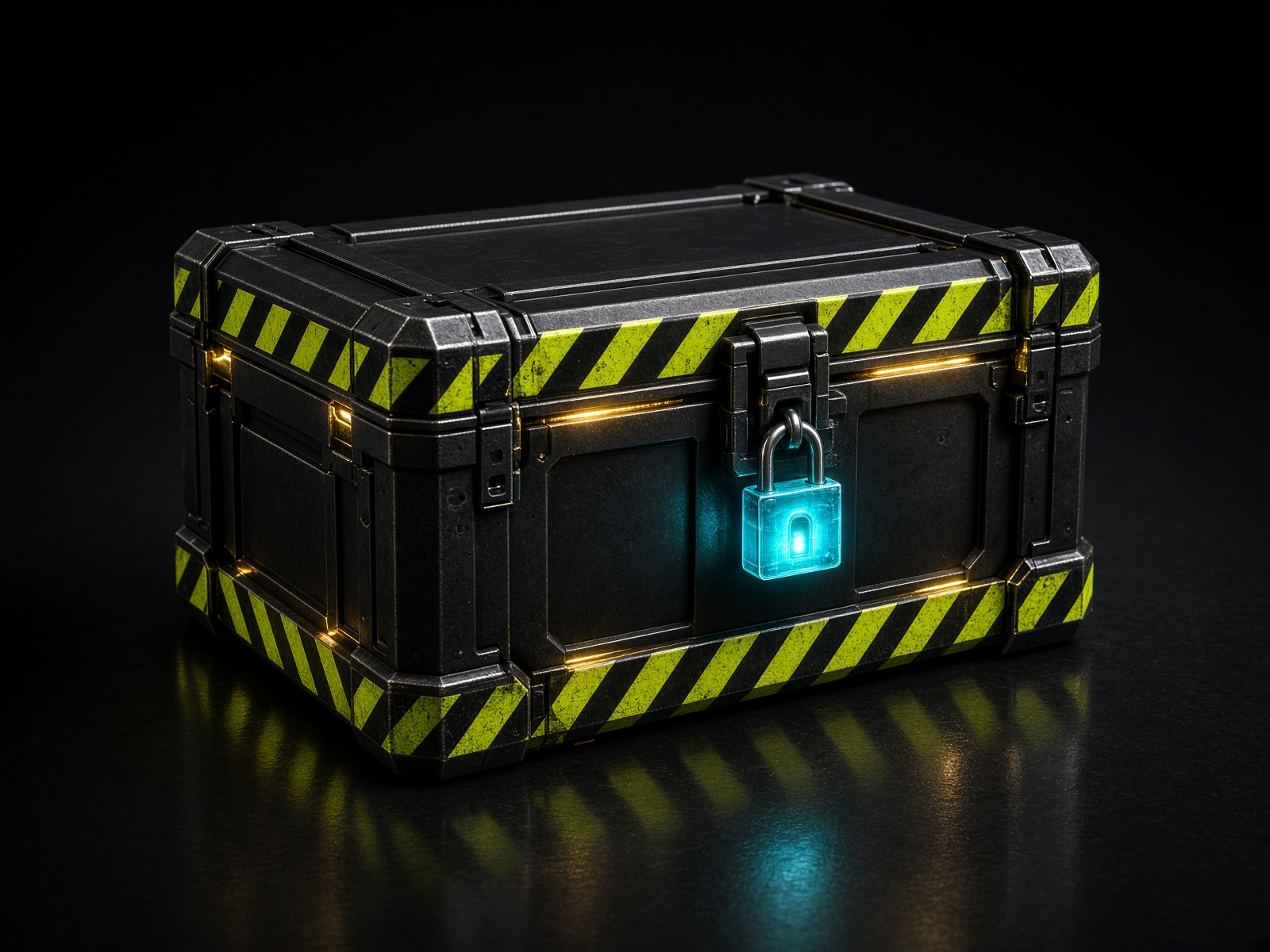 Sealed lime-striped weapons crate